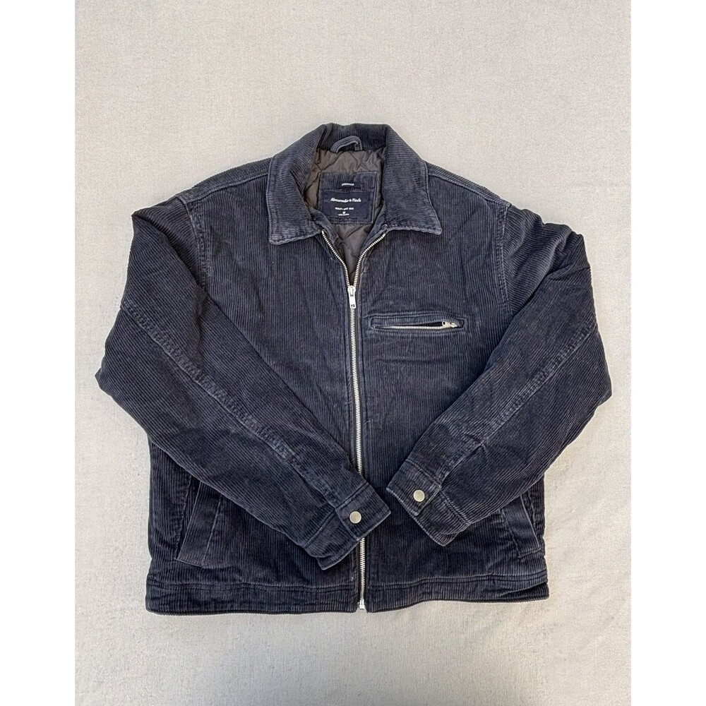 Abercrombie&Fitch Blue Crop Corduroy Quilted Workwear Zip Jacket Size M